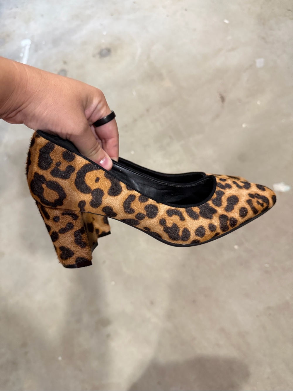 AEROSOLES Leopard Spot Block Heel Pumps - Black & Brown